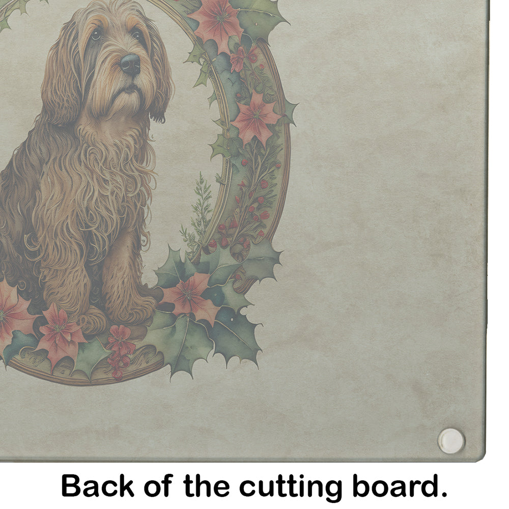 Otterhound Christmas Flowers Glass Cutting Board