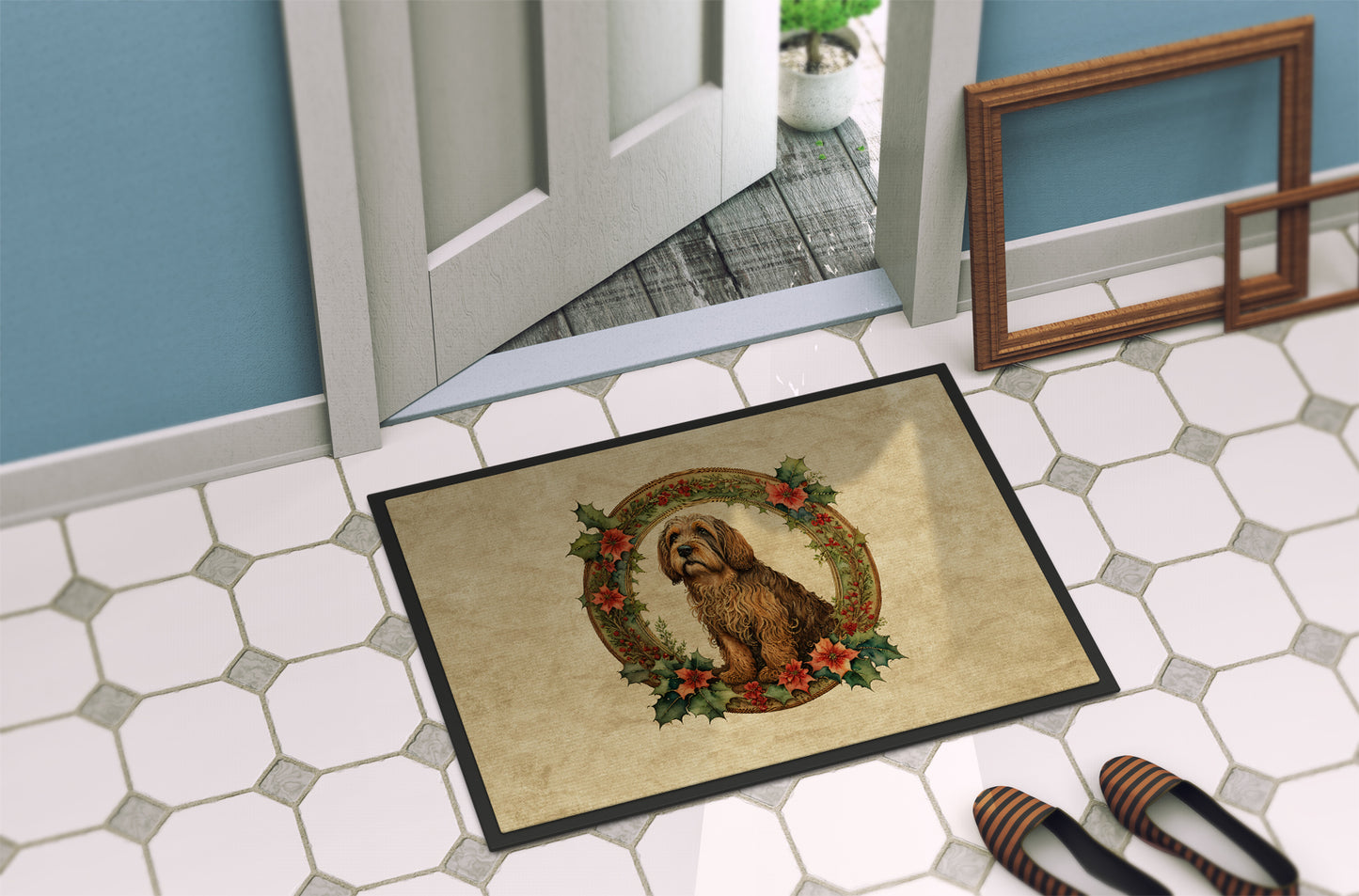 Otterhound Christmas Flowers Doormat