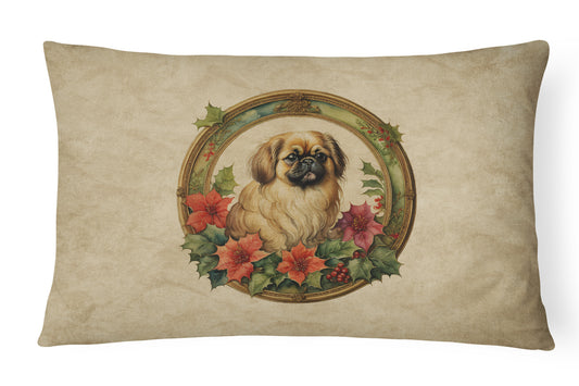 Buy this Pekingese Christmas Flowers Throw Pillow