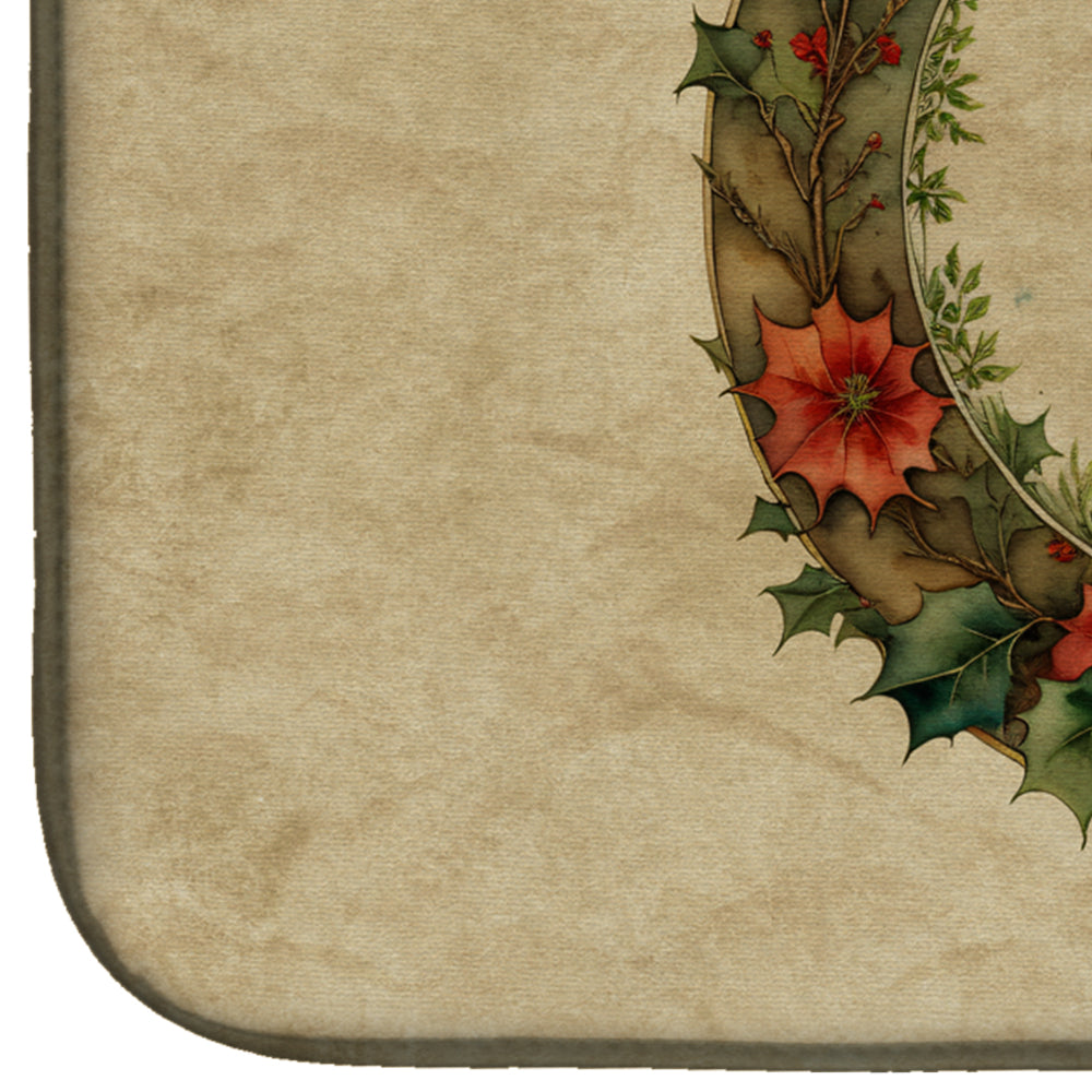Petit Basset Griffon Vendeen Christmas Flowers Dish Drying Mat