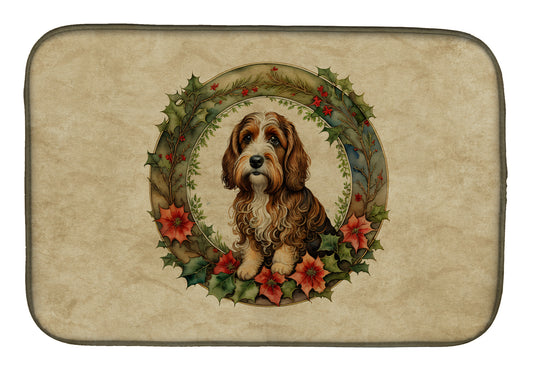 Buy this Petit Basset Griffon Vendeen Christmas Flowers Dish Drying Mat