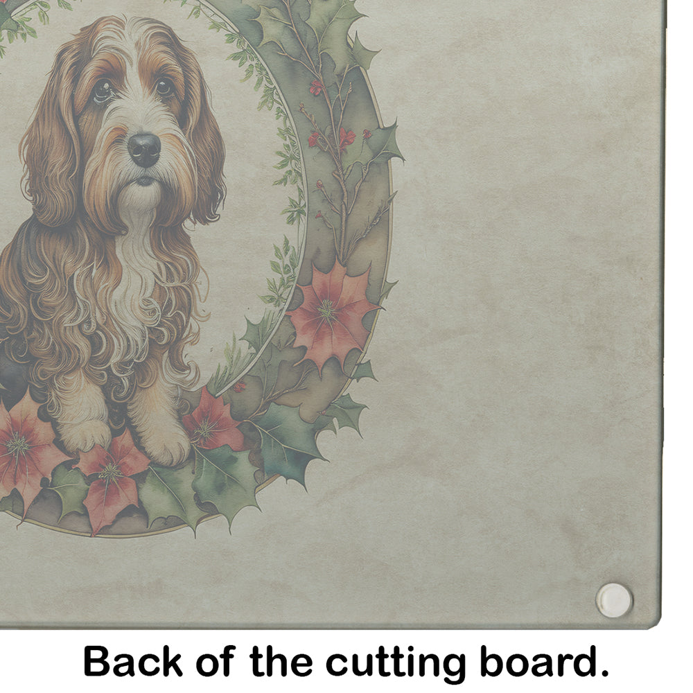 Petit Basset Griffon Vendeen Christmas Flowers Glass Cutting Board