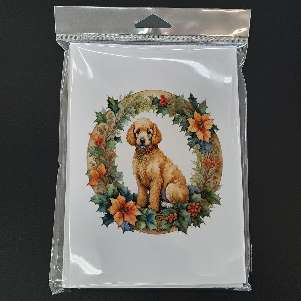 Poodle Christmas Flowers Greeting Cards Pack of 8