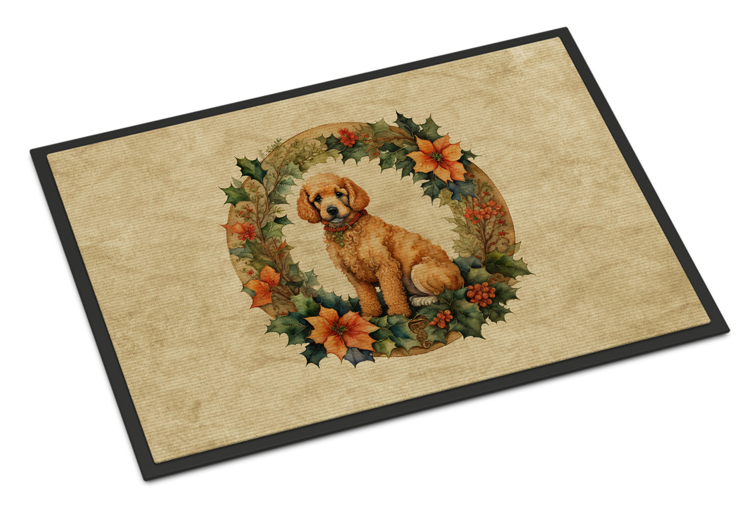 Buy this Poodle Christmas Flowers Doormat