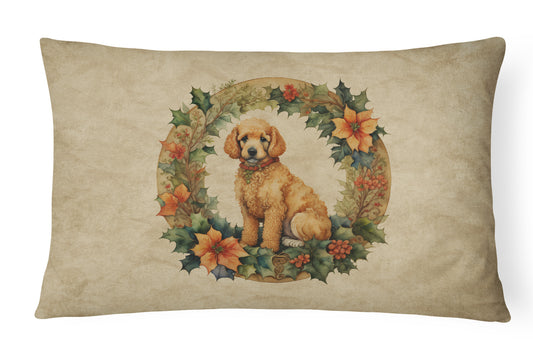 Buy this Poodle Christmas Flowers Throw Pillow