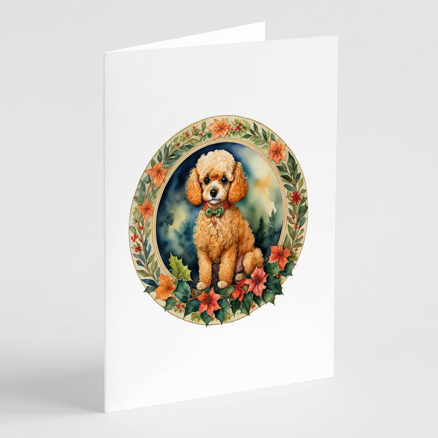 Buy this Poodle Christmas Flowers Greeting Cards Pack of 8