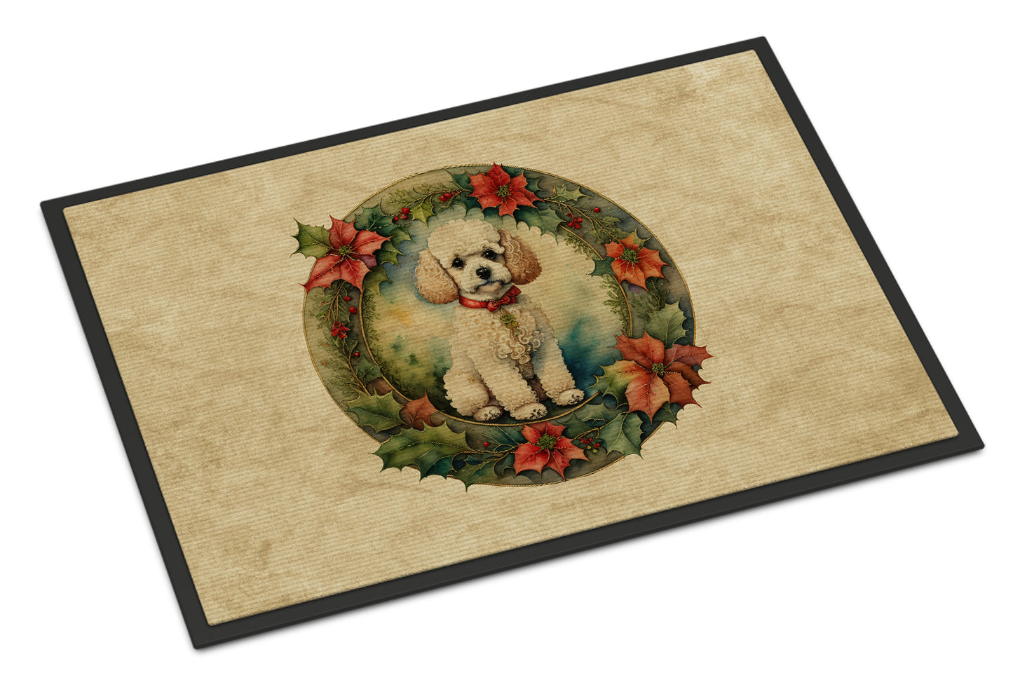 Buy this Poodle Christmas Flowers Doormat