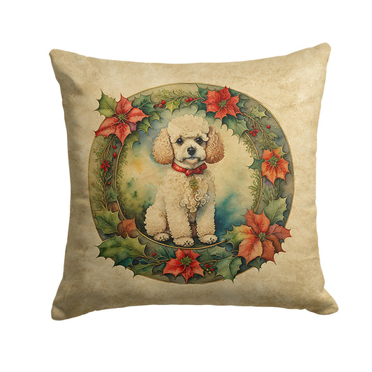 Buy this Poodle Christmas Flowers Throw Pillow