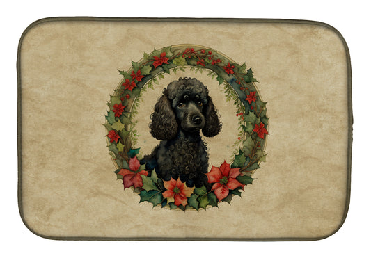 Buy this Poodle Christmas Flowers Dish Drying Mat