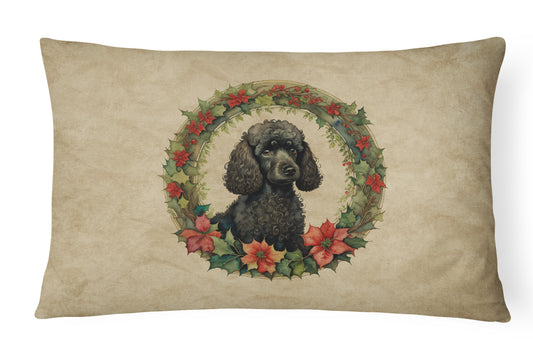 Buy this Poodle Christmas Flowers Throw Pillow