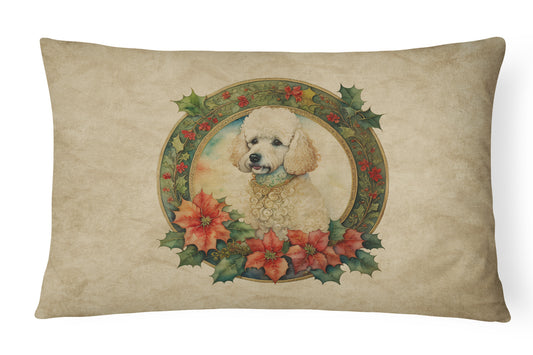 Buy this Poodle Christmas Flowers Throw Pillow