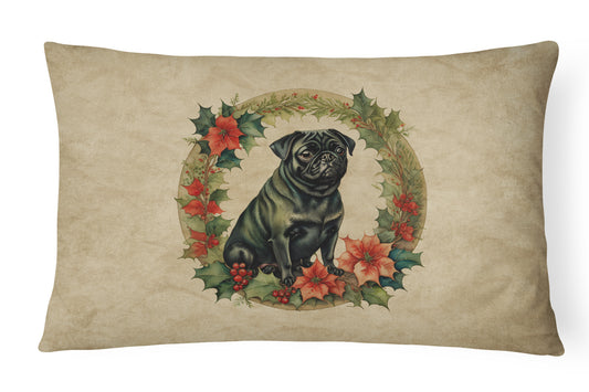 Buy this Pug Christmas Flowers Throw Pillow