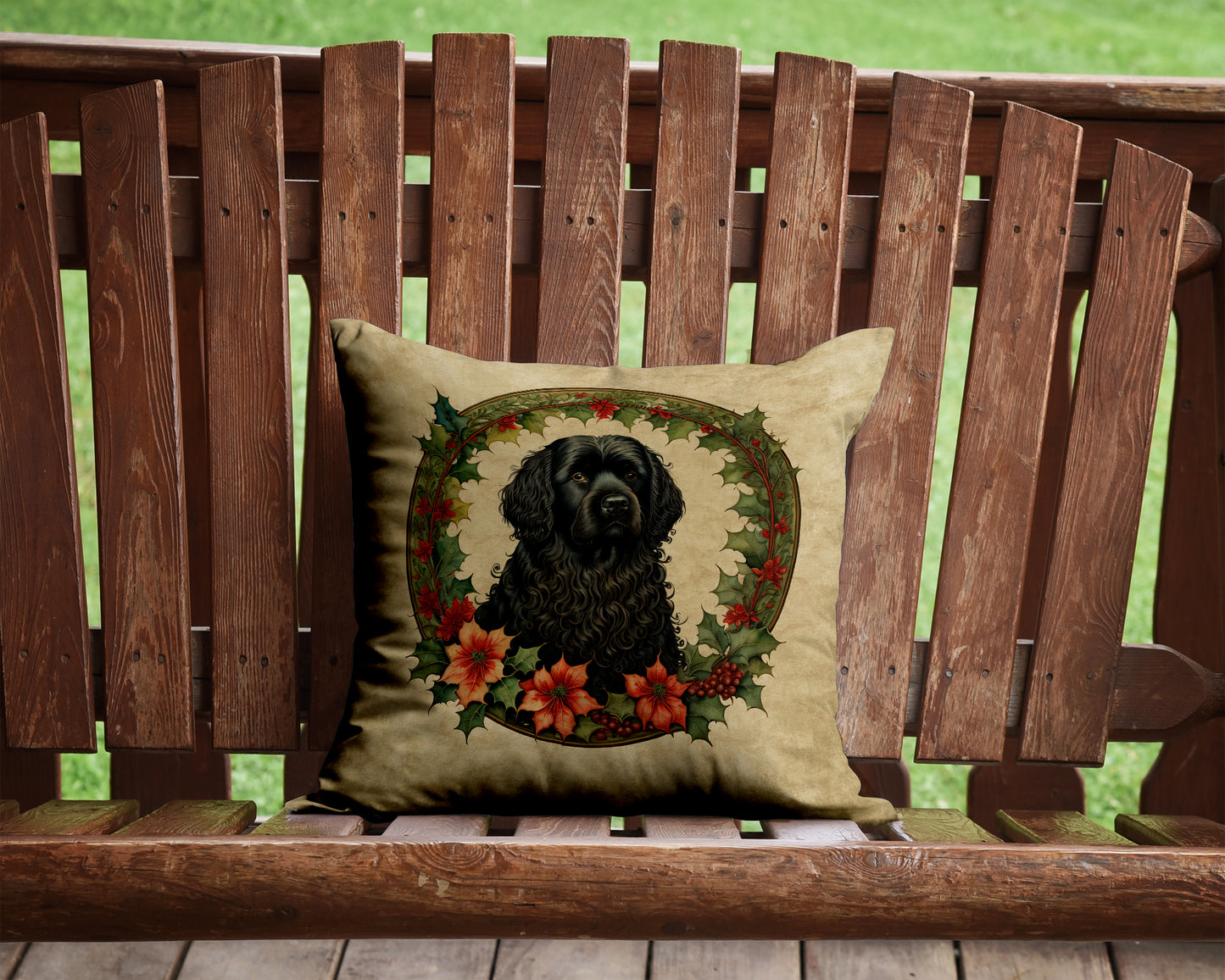 Puli Christmas Flowers Throw Pillow