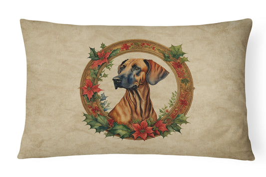 Buy this Rhodesian Ridgeback Christmas Flowers Throw Pillow