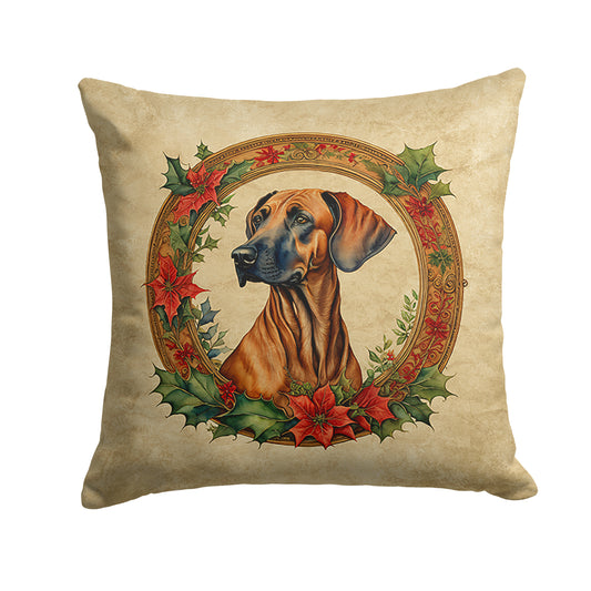 Buy this Rhodesian Ridgeback Christmas Flowers Throw Pillow