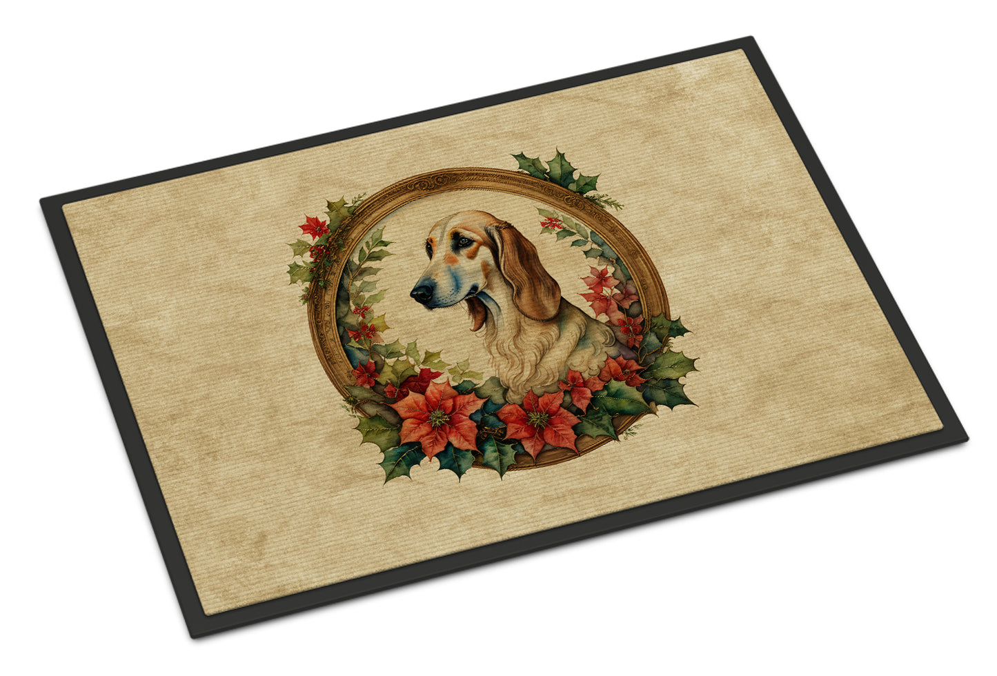 Buy this Saluki Christmas Flowers Doormat