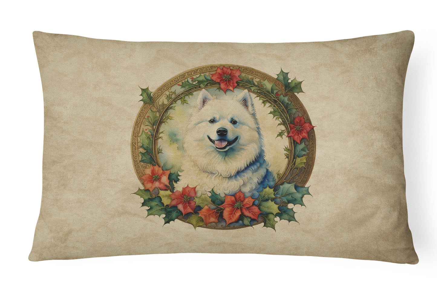 Buy this Samoyed Christmas Flowers Throw Pillow