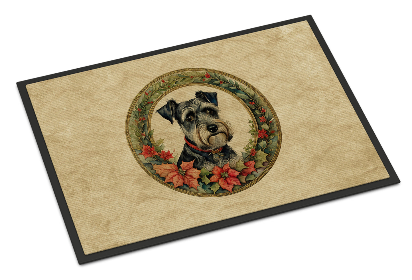 Buy this Schnauzer Christmas Flowers Doormat