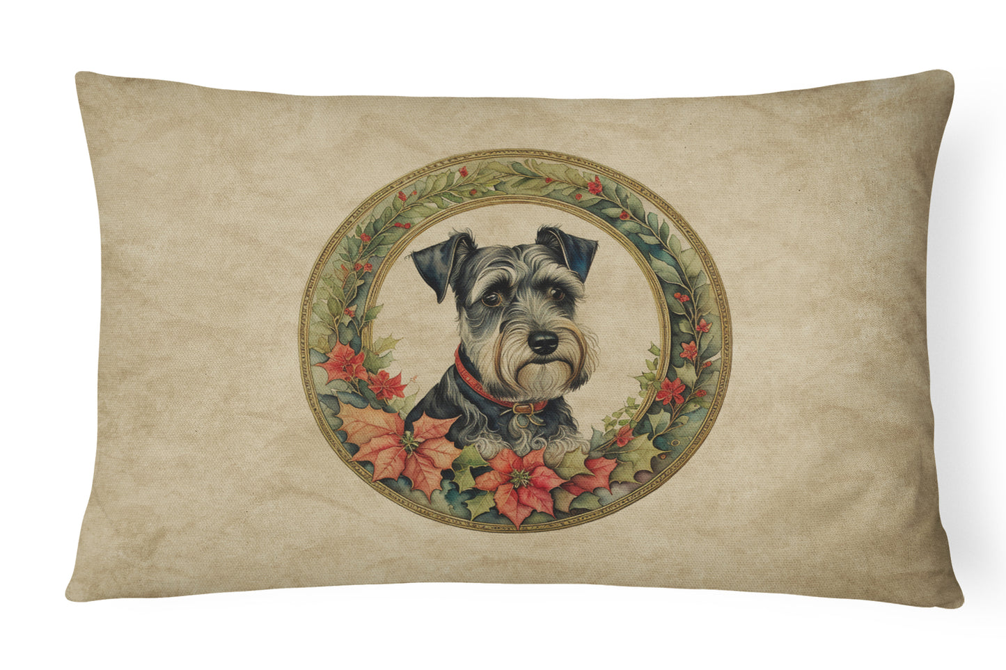 Buy this Schnauzer Christmas Flowers Throw Pillow