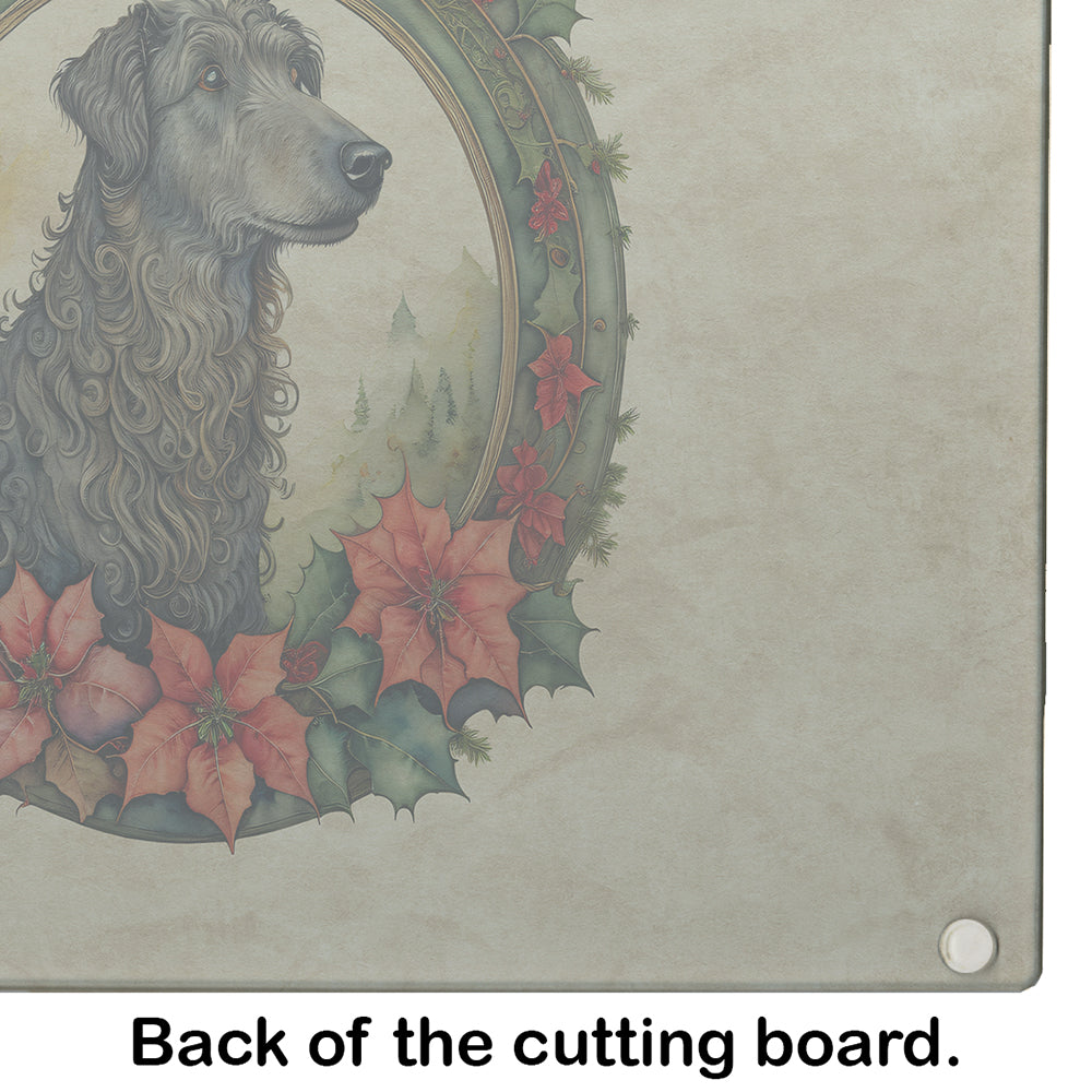 Scottish Deerhound Christmas Flowers Glass Cutting Board