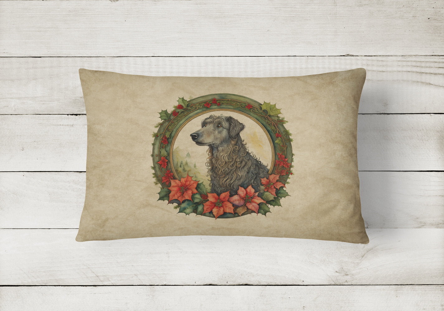 Scottish Deerhound Christmas Flowers Throw Pillow