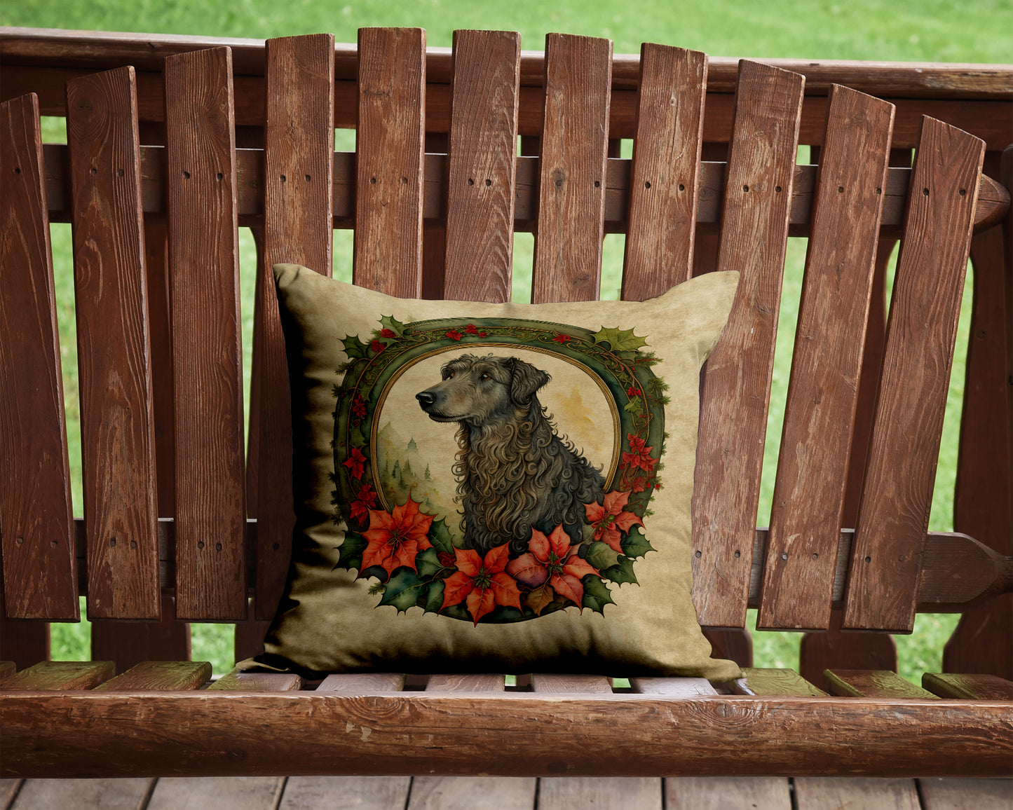 Scottish Deerhound Christmas Flowers Throw Pillow