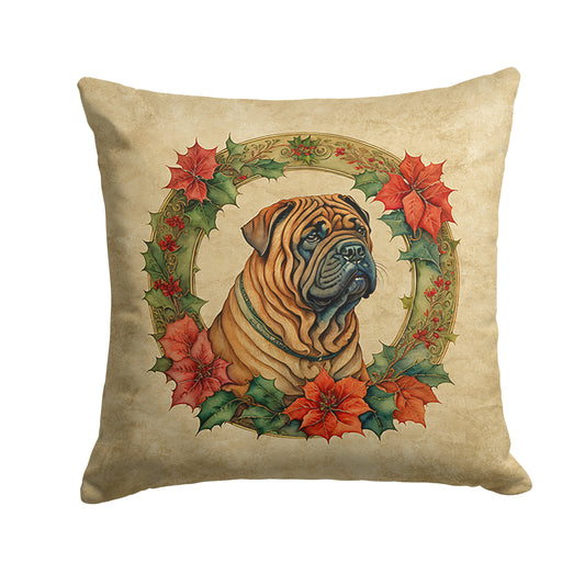 Buy this Shar Pei Christmas Flowers Throw Pillow