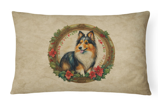 Buy this Sheltie Christmas Flowers Throw Pillow