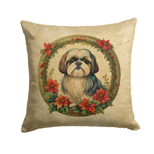 Buy this Shih Tzu Christmas Flowers Throw Pillow