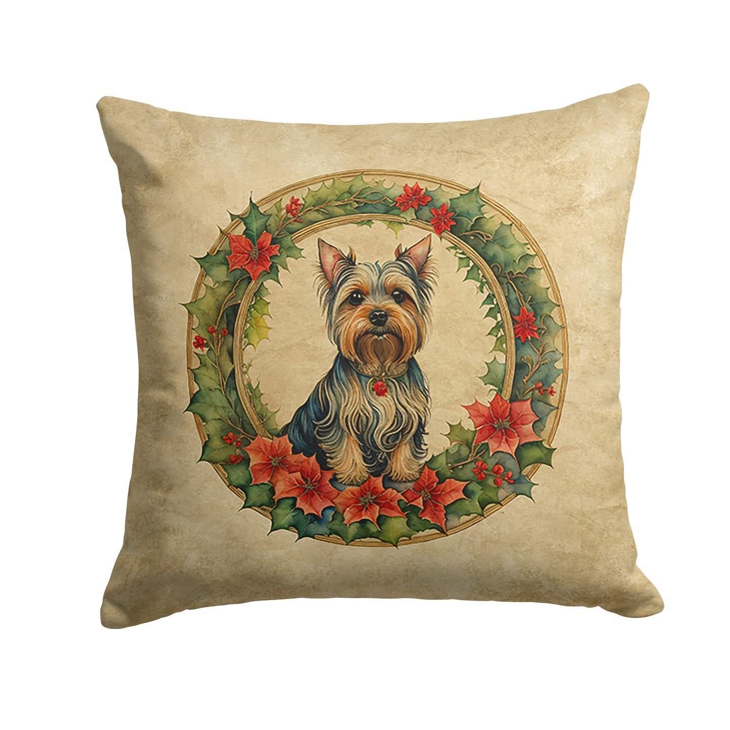 Buy this Silky Terrier Christmas Flowers Throw Pillow