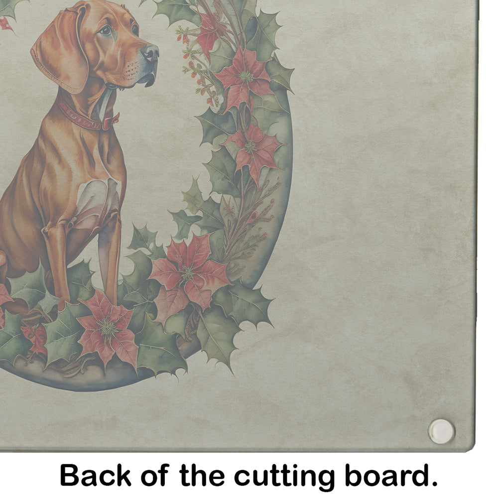 Vizsla Christmas Flowers Glass Cutting Board