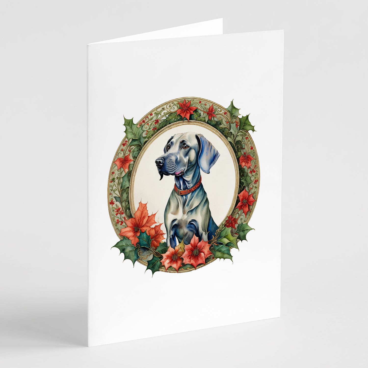 Buy this Weimaraner Christmas Flowers Greeting Cards Pack of 8