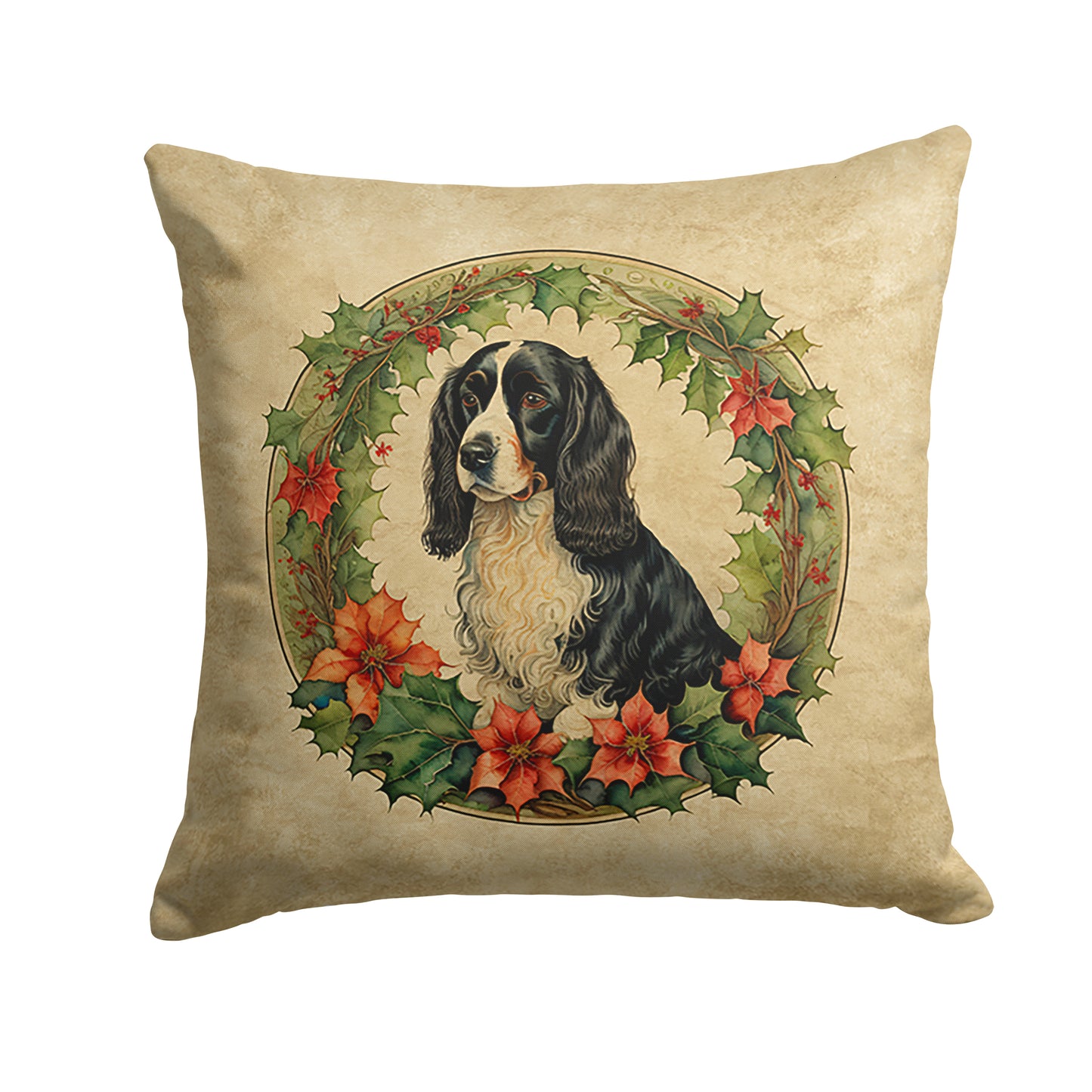 Buy this Welsh Springer Spaniel Christmas Flowers Throw Pillow