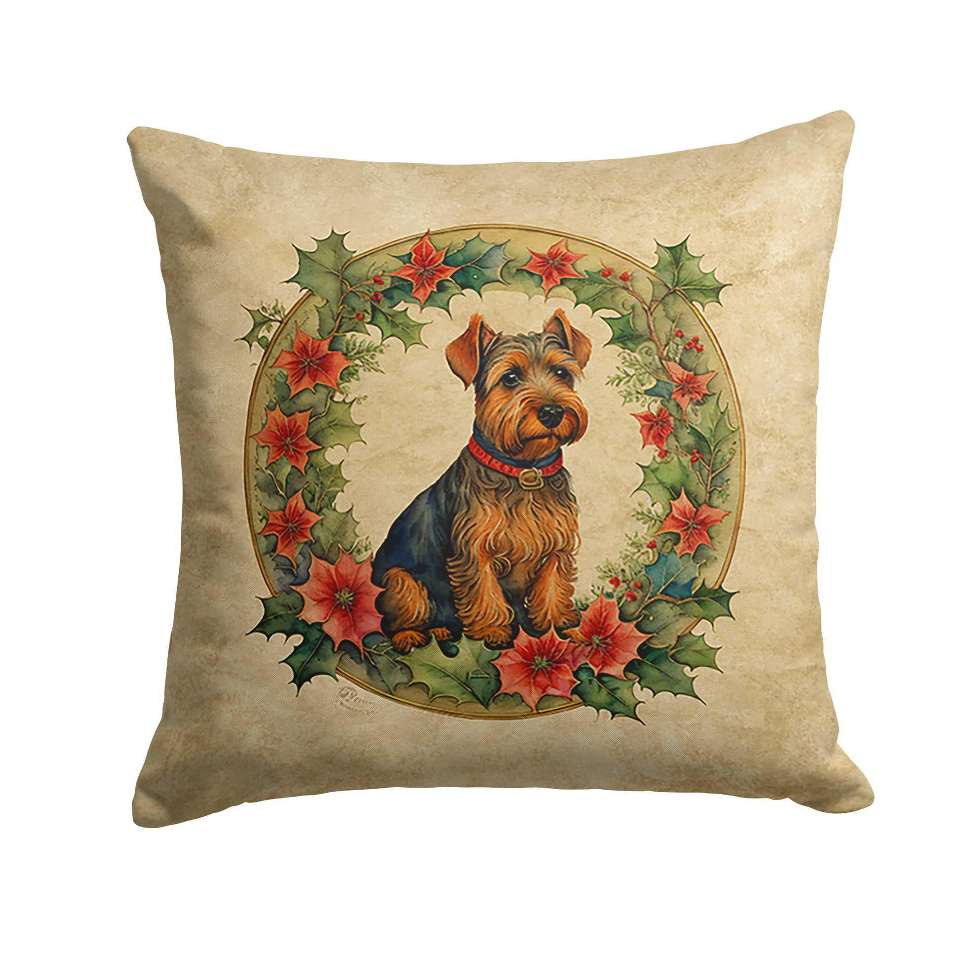 Buy this Welsh Terrier Christmas Flowers Throw Pillow