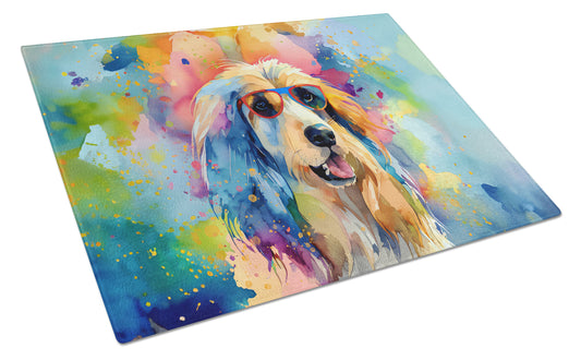 Buy this Afghan Hound Hippie Dawg Glass Cutting Board