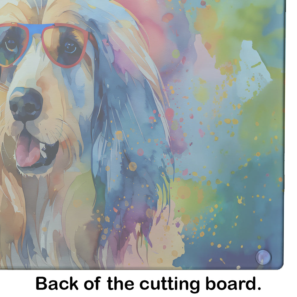 Afghan Hound Hippie Dawg Glass Cutting Board