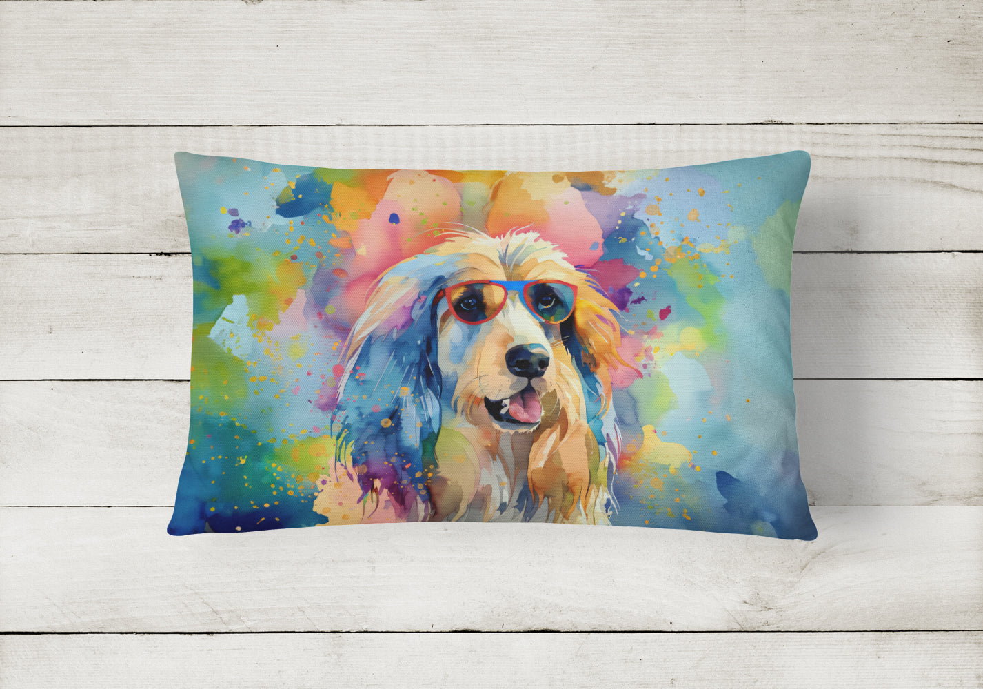 Afghan Hound Hippie Dawg Throw Pillow