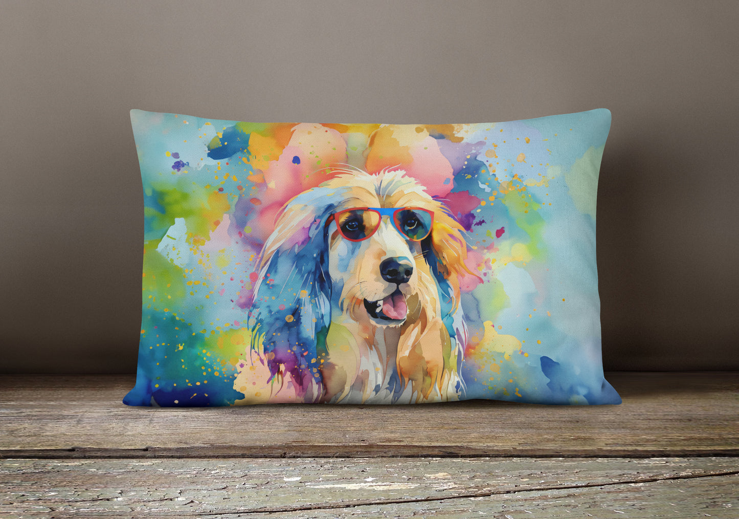 Afghan Hound Hippie Dawg Throw Pillow