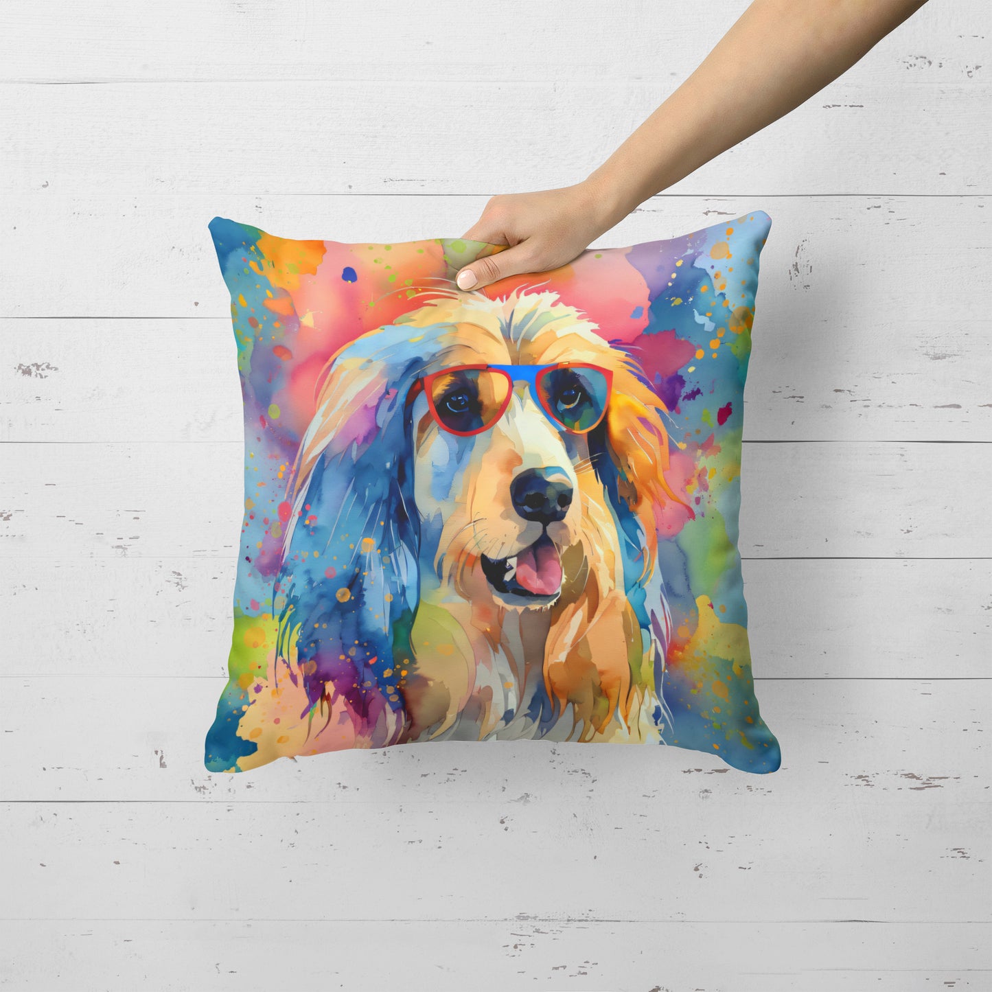 Afghan Hound Hippie Dawg Throw Pillow