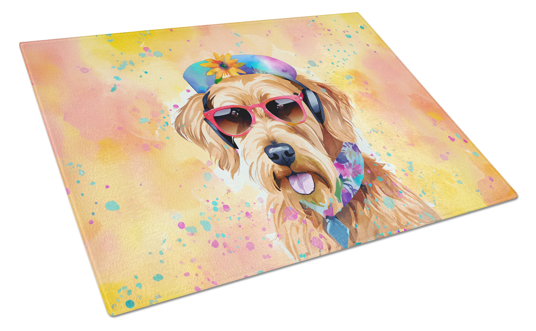 Buy this Airedale Terrier Hippie Dawg Glass Cutting Board