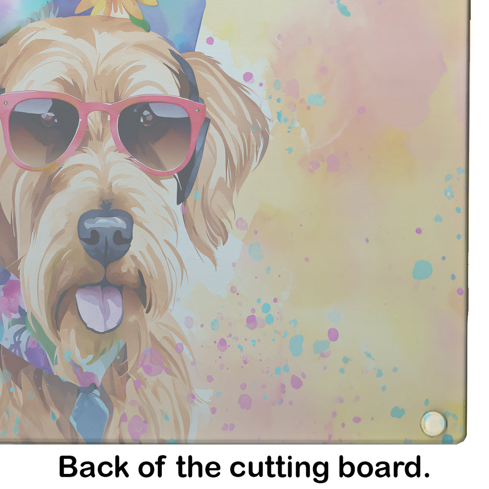 Airedale Terrier Hippie Dawg Glass Cutting Board