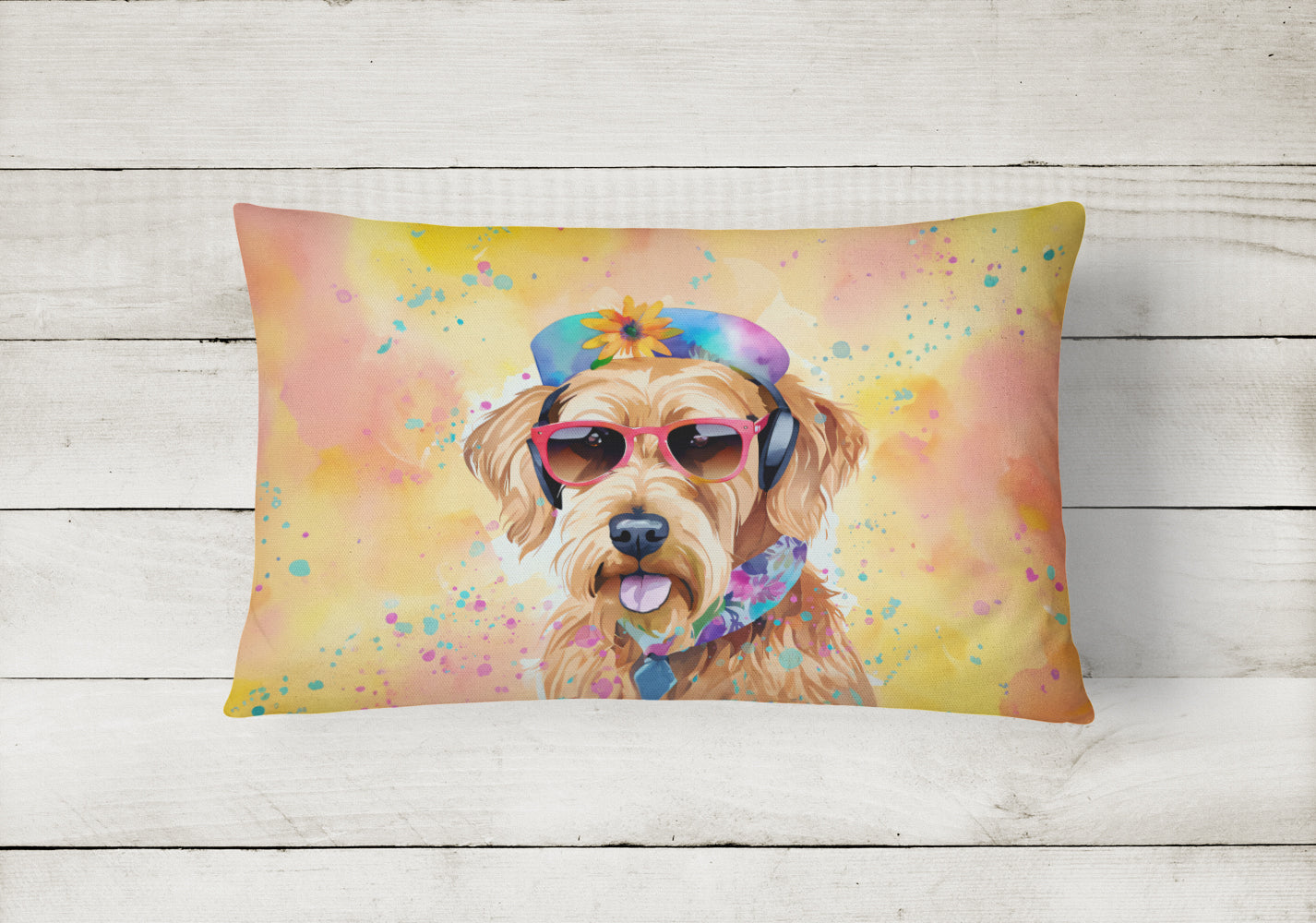 Airedale Terrier Hippie Dawg Throw Pillow