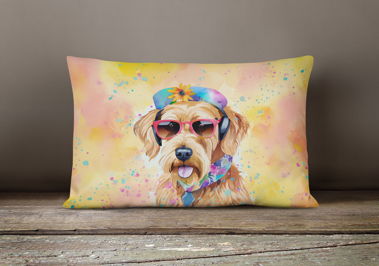 Airedale Terrier Hippie Dawg Throw Pillow