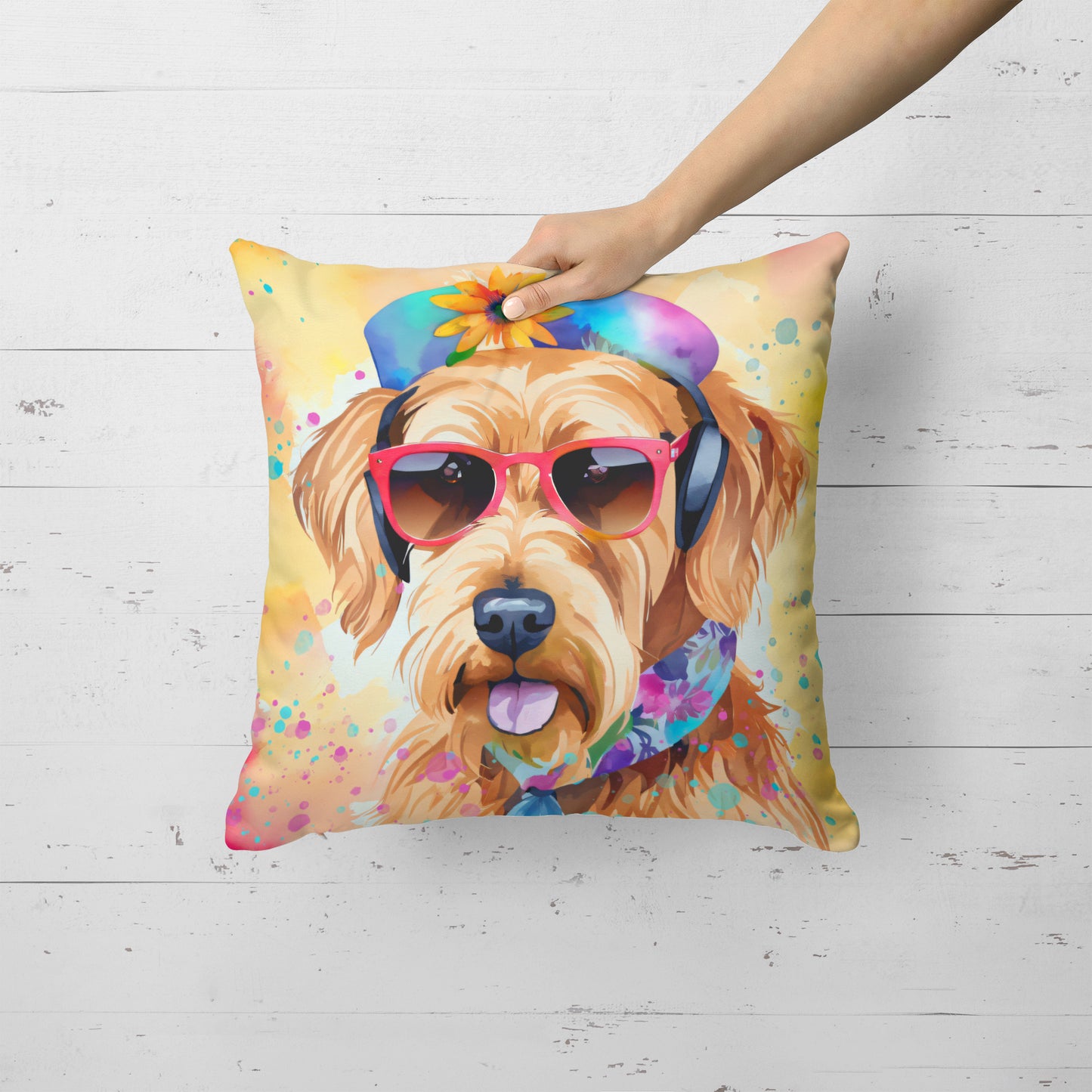 Airedale Terrier Hippie Dawg Throw Pillow