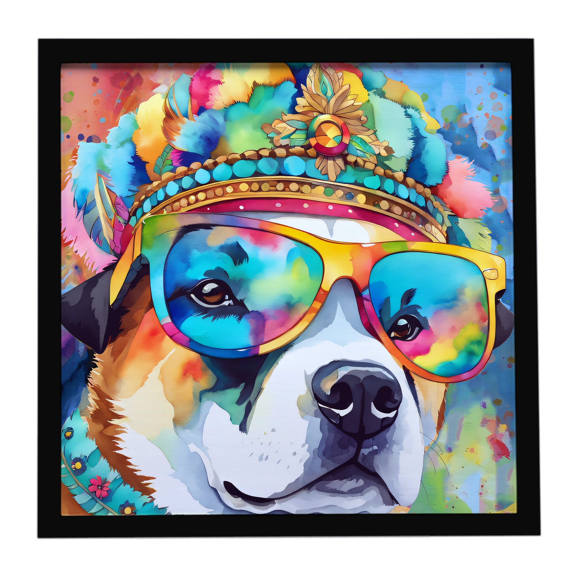 Buy this Akita Hippie Dawg Framed Metal Print