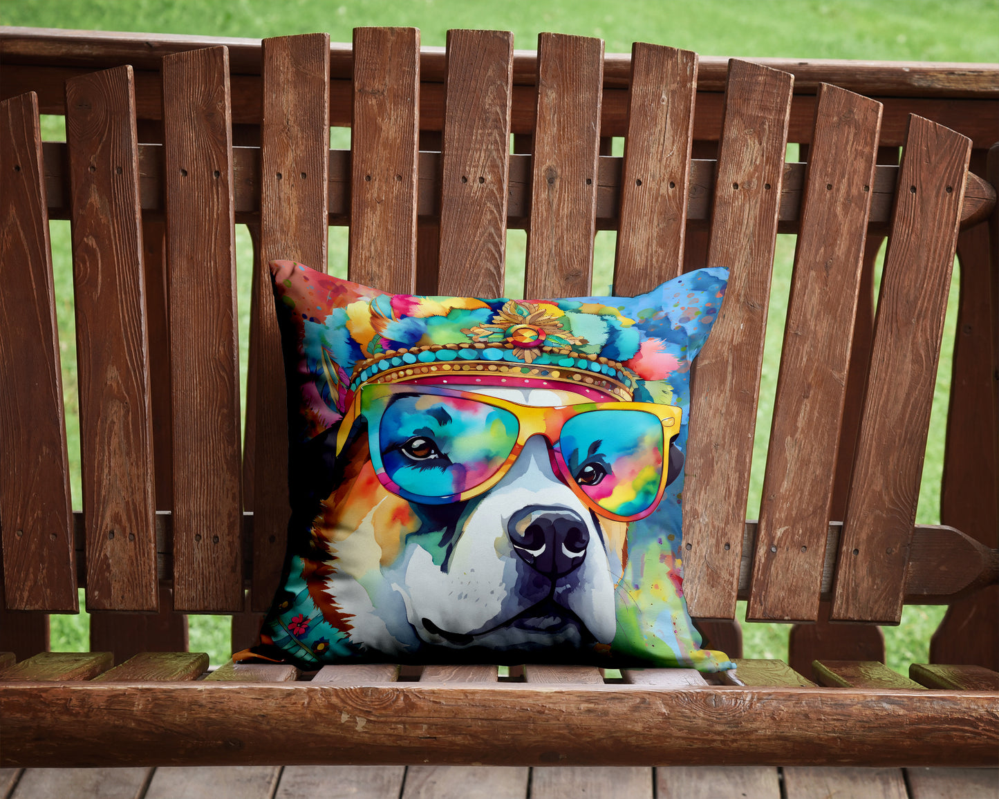 Akita Hippie Dawg Throw Pillow