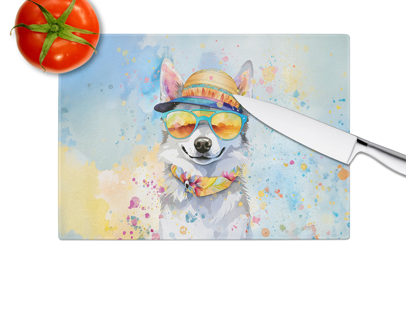 Alaskan Klee Kai Hippie Dawg Glass Cutting Board