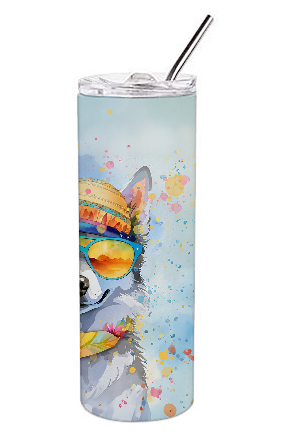 Alaskan Klee Kai Hippie Dawg Stainless Steel Skinny Tumbler