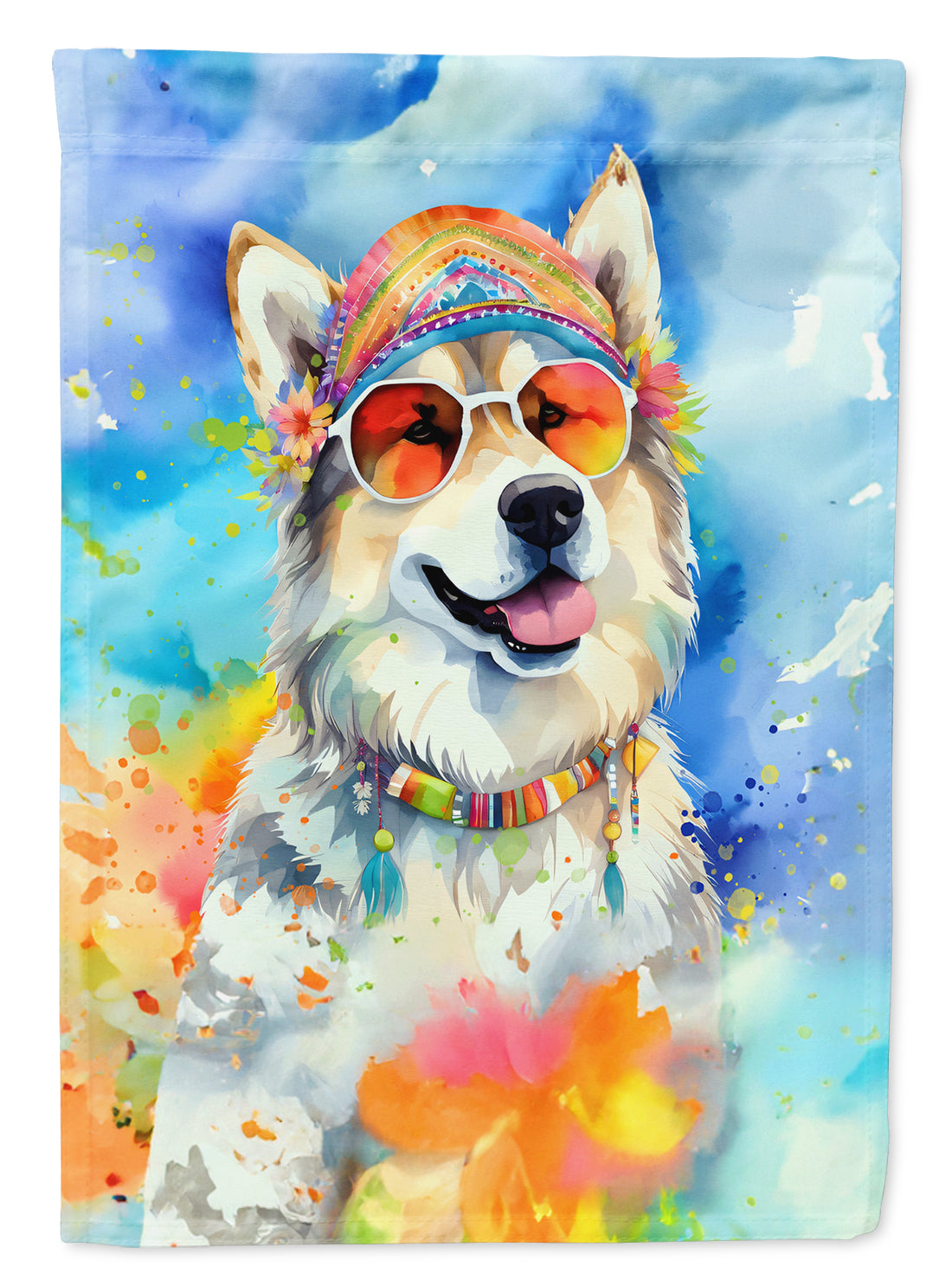 Buy this Alaskan Malamute Hippie Dawg House Flag