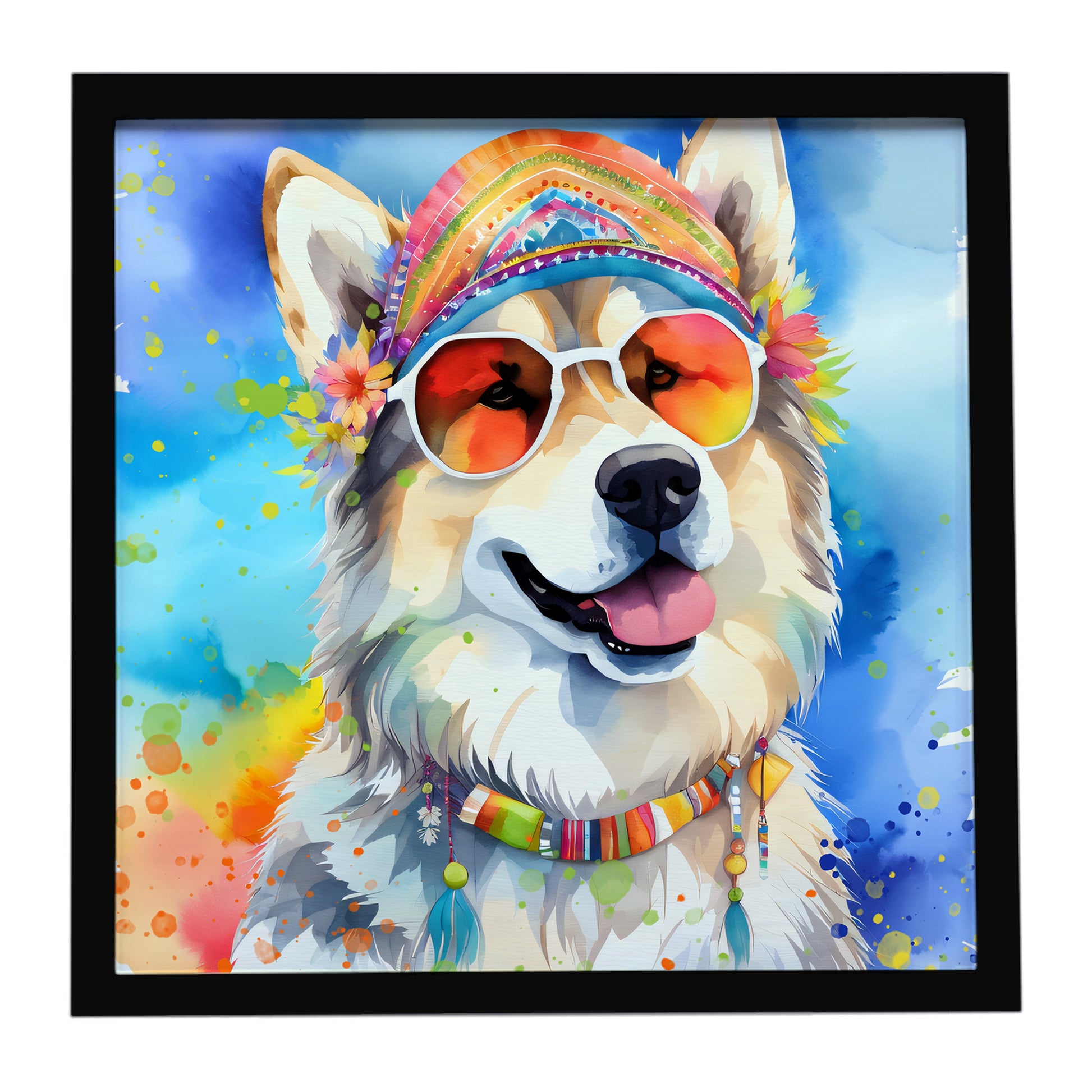 Buy this Alaskan Malamute Hippie Dawg Framed Metal Print